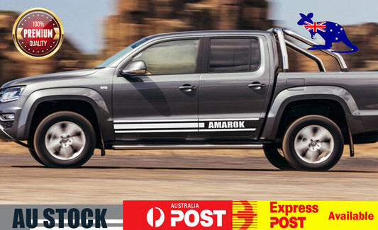 Pair Stickers Side Skirt Sport Decal Universal Fit For VW Amarok Truck (WHITE)