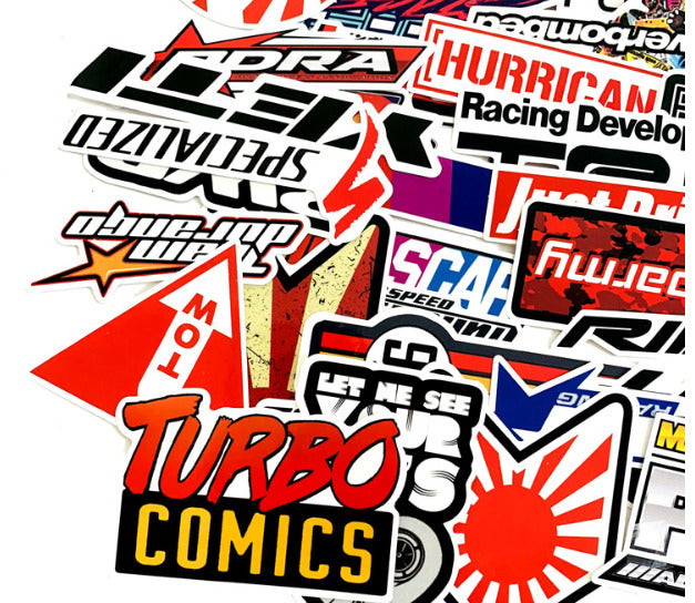 Car Racing Sticker Bomb Background 100pcs STICKER BOMB JDM Japanese Racing Car Drift Turbo Funny Decals ...