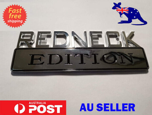 LARGE Redneck Edition Car Badge Metal Emblem Universal Fit Silver 17.8cm x 6.4cm