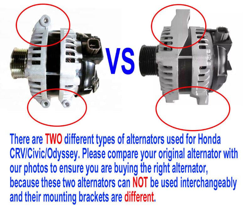 Alternator for Honda Accord Euro CRV Odyssey 2.4L Civic 2.0L 2003-07 Different Mounting Brackets