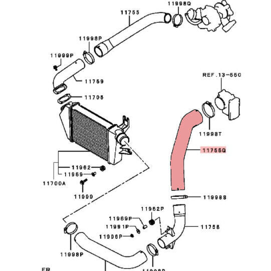 Intercooler Pipe Hose Inlet For Mitsubishi Triton MN 2.5L 2010-2015 1505A088