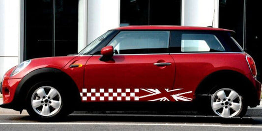 Mini Cooper Universal Decorative Union Jack Decal Sticker (White) 1 Pair