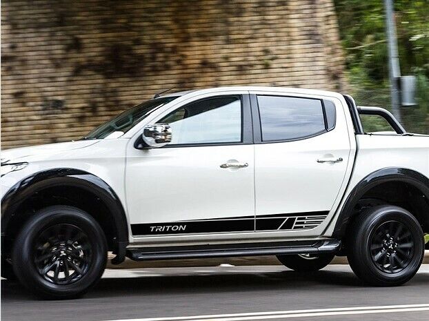 Side Skirt Decal Stickers For Mitsubishi Triton 2015-2021 (Black)