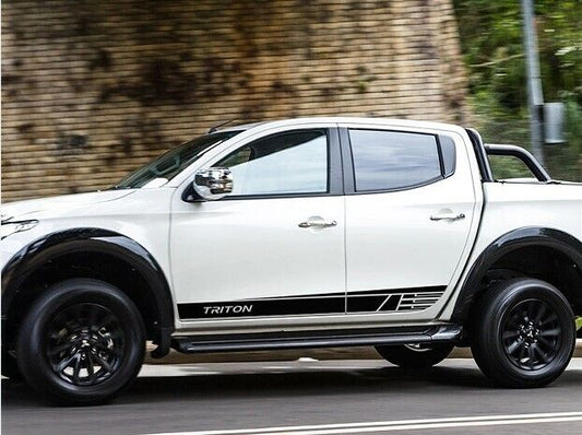 Side Skirt Decal Stickers For Mitsubishi Triton 2015-2021 (Black)