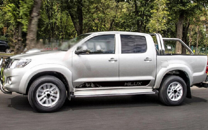 Side Skirt Decal Stickers For Toyota Hilux 4WD Off Road Mountain (Black) 1 Pair