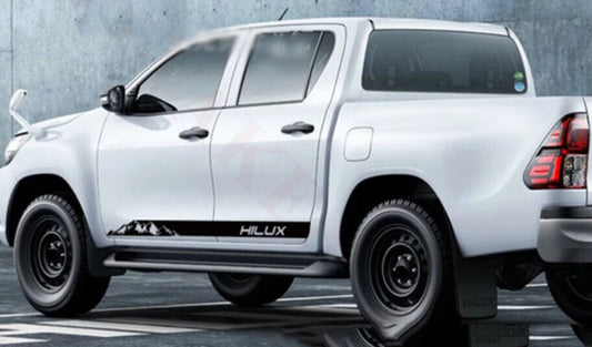 Side Skirt Decal Stickers For Toyota Hilux 4WD Off Road Mountain (Black) 1 Pair