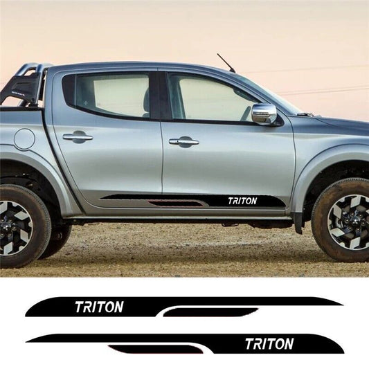 Side Skirt Decal Stickers Pair For Mitsubishi Triton (Glossy Black)