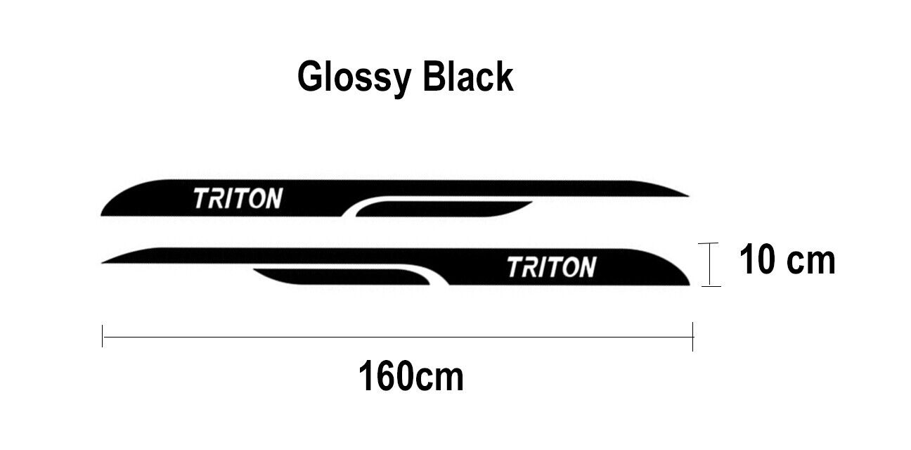Side Skirt Decal Stickers Pair For Mitsubishi Triton (Glossy Black)