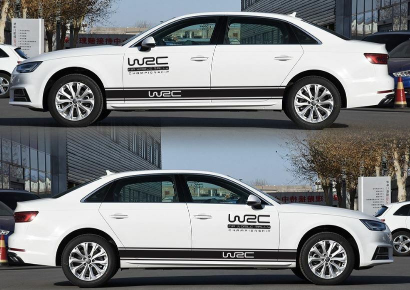 Universal WRC Sport Door Body Stripe Decorative Decal Sticker (Black) 1 Pair