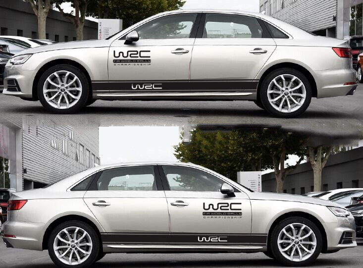 Universal WRC Sport Door Body Stripe Decorative Decal Sticker (Black) 1 Pair
